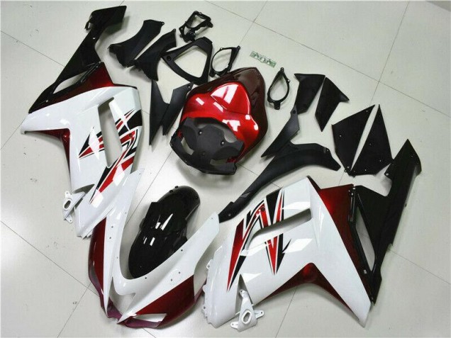 2007-2008 White Black Red Kawasaki ZX6R Motorbike Fairings for Sale 2007-2008 White Black Red Kawasaki ZX6R Motorbike Fairings for Sale