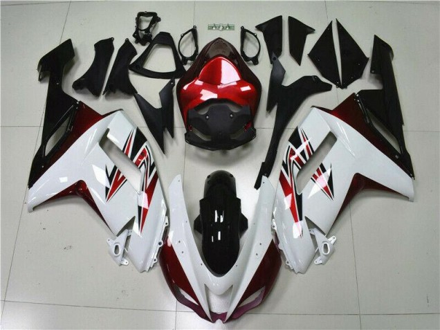 2007-2008 White Black Red Kawasaki ZX6R Motorbike Fairings for Sale 2007-2008 White Black Red Kawasaki ZX6R Motorbike Fairings for Sale
