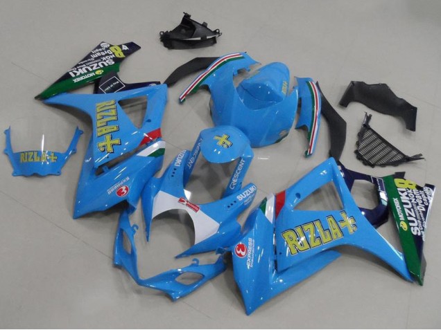 2007-2008 Light Blue Rizla Suzuki GSXR 1000 K7 Motorcycle Fairings Kit for Sale 2007-2008 Light Blue Rizla Suzuki GSXR 1000 K7 Motorcycle Fairings Kit for Sale