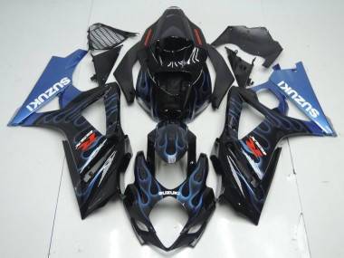 2007-2008 Black Blue Flame Suzuki GSXR 1000 K7 Motorcycle Fairing Kit for Sale