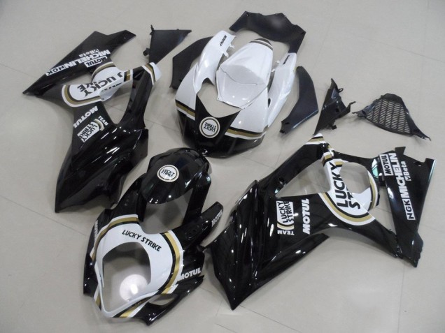 2007-2008 Black Lucky Strike Suzuki GSXR 1000 K7 Bike Fairings for Sale 2007-2008 Black Lucky Strike Suzuki GSXR 1000 K7 Bike Fairings for Sale