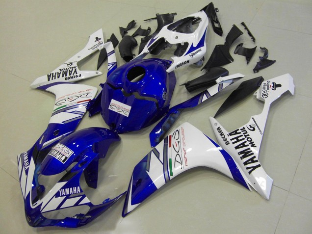 2007-2008 White Blue Tri Colour Yamaha YZF R1 Motorcycle Replacement Fairings for Sale