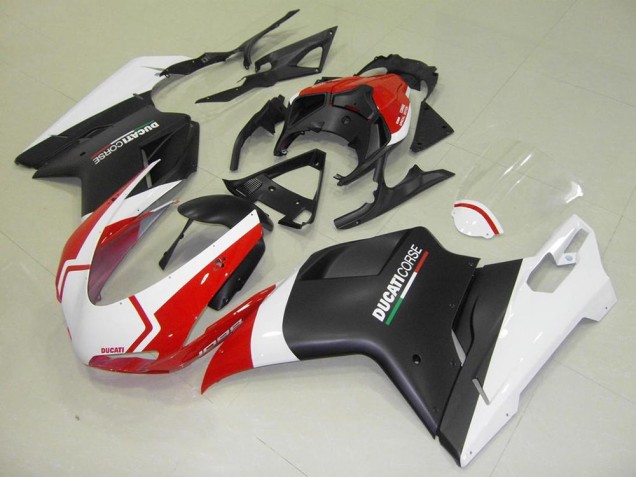 2007-2014 Matte Black White Red Ducati 848 1098 1198 Motorcycle Fairing Kit for Sale 2007-2014 Matte Black White Red Ducati 848 1098 1198 Motorcycle Fairing Kit for Sale