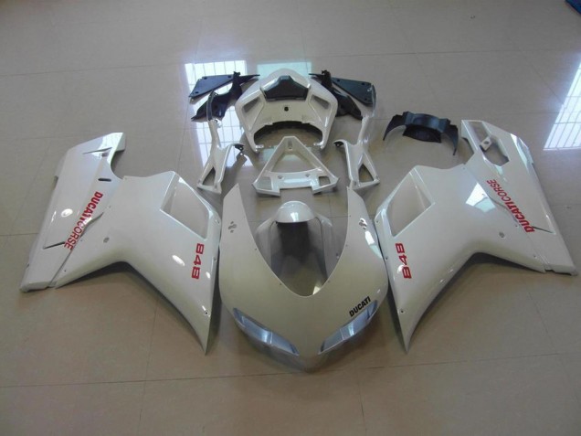 2007-2014 Pearl White Red Decals Ducati 848 1098 1198 Motor Fairings for Sale 2007-2014 Pearl White Red Decals Ducati 848 1098 1198 Motor Fairings for Sale