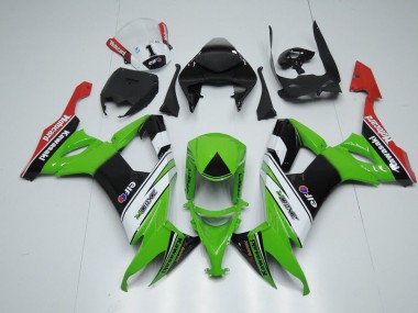 2008-2010 White Black and Green Kawasaki ZX10R Motorcycle Fairing Kits for Sale