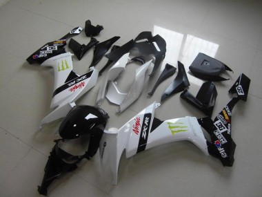 2008-2010 White Monster Kawasaki ZX10R Bike Fairings for Sale