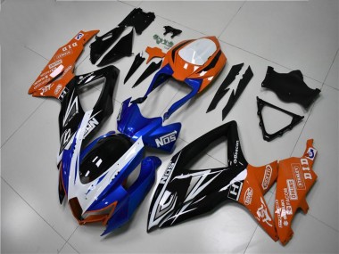 2008-2010 Blue Orange Suzuki GSXR 600/750 Motorcycle Fairings Kit for Sale