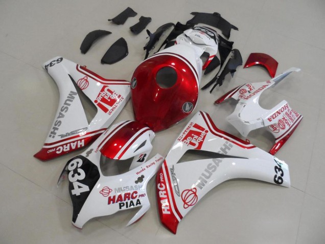 2008-2011 White Red HARC Pro PIAA 634 Honda CBR1000RR Motor Fairings for Sale 2008-2011 White Red HARC Pro PIAA 634 Honda CBR1000RR Motor Fairings for Sale