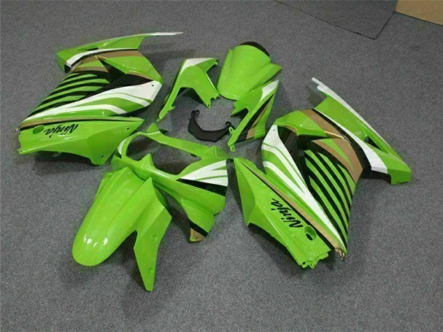 2008-2012 Green White Black Ninja Kawasaki EX250 Replacement Motorcycle Fairings for Sale 2008-2012 Green White Black Ninja Kawasaki EX250 Replacement Motorcycle Fairings for Sale