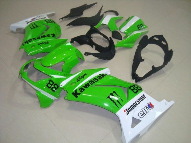2008-2012 Green and White Kawasaki ZX250R Bike Fairing for Sale