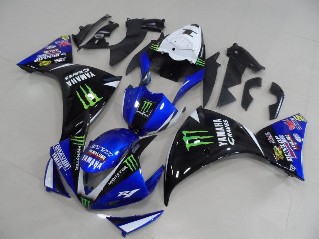 2009-2011 Blue Black Monster Yamaha YZF R1 Bike Fairings for Sale 2009-2011 Blue Black Monster Yamaha YZF R1 Bike Fairings for Sale