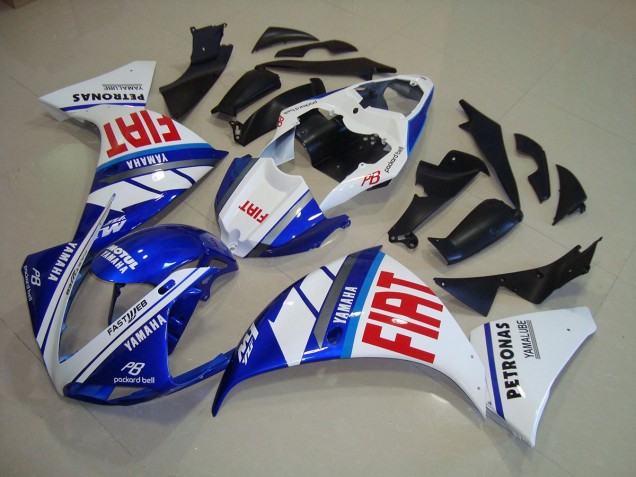 2009-2011 Blue White Fiat Yamaha YZF R1 Replacement Motorcycle Fairings for Sale 2009-2011 Blue White Fiat Yamaha YZF R1 Replacement Motorcycle Fairings for Sale