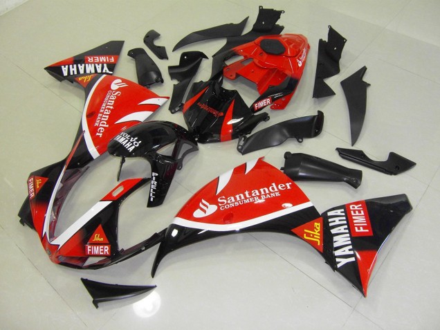 2009-2011 Red Black Santander Yamaha YZF R1 Replacement Fairings for Sale