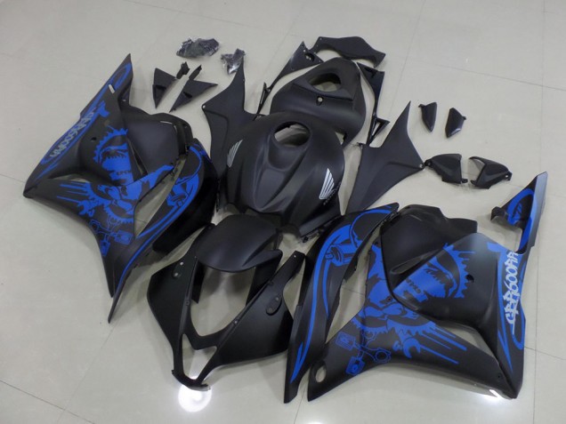 2009-2012 Matte Black Blue Skull Honda CBR600RR Motorcycle Fairings Kit for Sale 2009-2012 Matte Black Blue Skull Honda CBR600RR Motorcycle Fairings Kit for Sale
