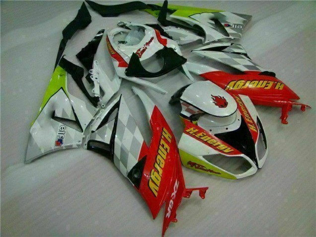 2009-2012 White Red H. Energy Kawasaki ZX6R Motorcycle Fairings Kit for Sale 2009-2012 White Red H. Energy Kawasaki ZX6R Motorcycle Fairings Kit for Sale