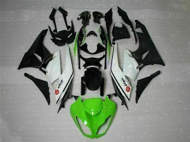 2009-2012 Green Black White 25 Kawasaki ZX6R Bike Fairings for Sale 2009-2012 Green Black White 25 Kawasaki ZX6R Bike Fairings for Sale