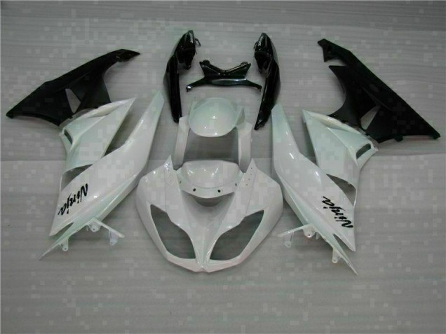 2009-2012 White Black Kawasaki ZX6R Motorcycle Fairings Kits for Sale 2009-2012 White Black Kawasaki ZX6R Motorcycle Fairings Kits for Sale