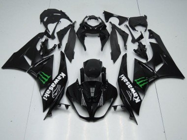 2009-2012 Black with Monster Kawasaki ZX6R Replacement Motorcycle Fairings for Sale