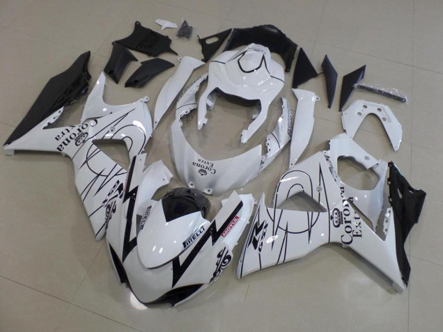 2009-2016 White Corona Race Suzuki GSXR 1000 K9 Motorcycle Fairings Kit for Sale 2009-2016 White Corona Race Suzuki GSXR 1000 K9 Motorcycle Fairings Kit for Sale