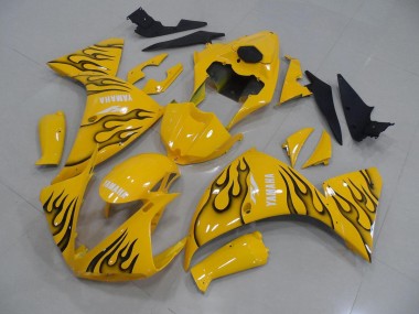 2012-2014 Yellow Black Flame Yamaha YZF R1 Motorcyle Fairings for Sale