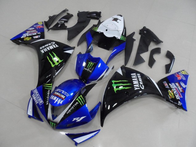 2012-2014 Blue Black Monster Yamaha YZF R1 Motorcycle Fairing Kits for Sale 2012-2014 Blue Black Monster Yamaha YZF R1 Motorcycle Fairing Kits for Sale