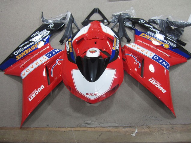 2007-2014 Red White Info Strada Ducati 1098 Motorcyle Fairings for Sale 2007-2014 Red White Info Strada Ducati 1098 Motorcyle Fairings for Sale