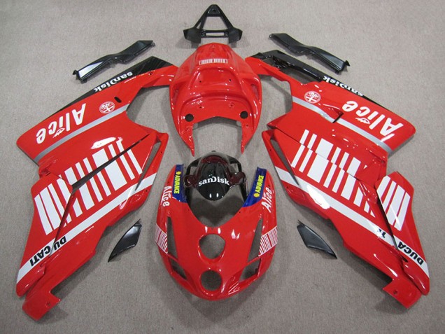 2005-2006 Red White Alice Sandisk Ducati 749 Moto Fairings for Sale 2005-2006 Red White Alice Sandisk Ducati 749 Moto Fairings for Sale