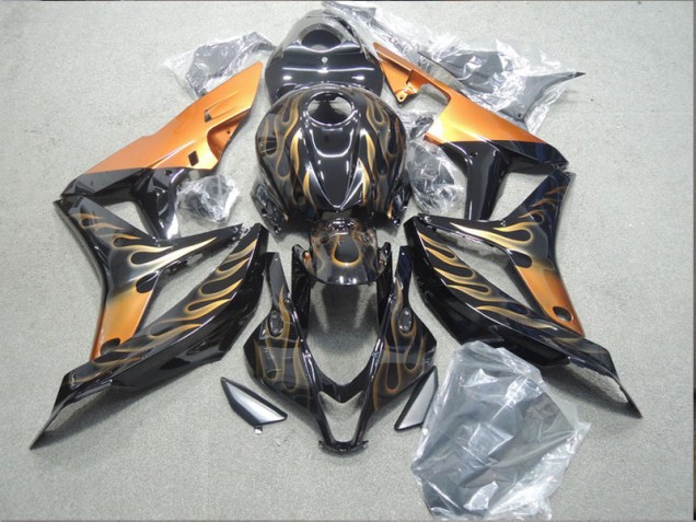 2004-2005 Black Gold Flame Honda CBR1000RR Bike Fairings for Sale 2004-2005 Black Gold Flame Honda CBR1000RR Bike Fairings for Sale