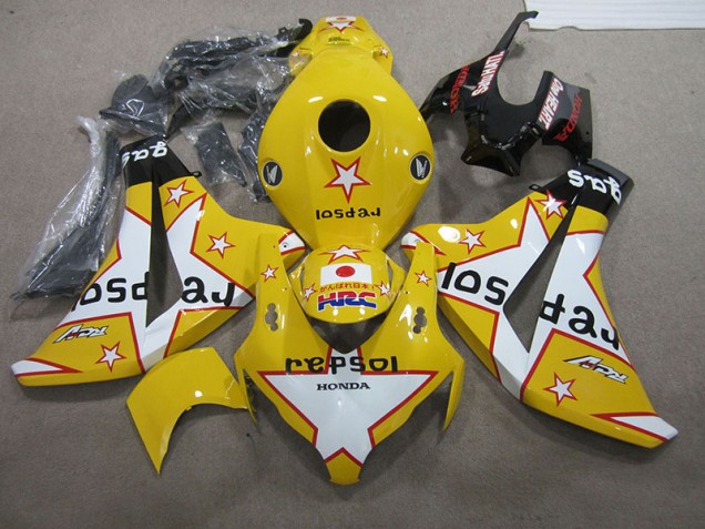 2008-2011 Yellow Repsol HRC Honda CBR1000RR Replacement Motorcycle Fairings for Sale