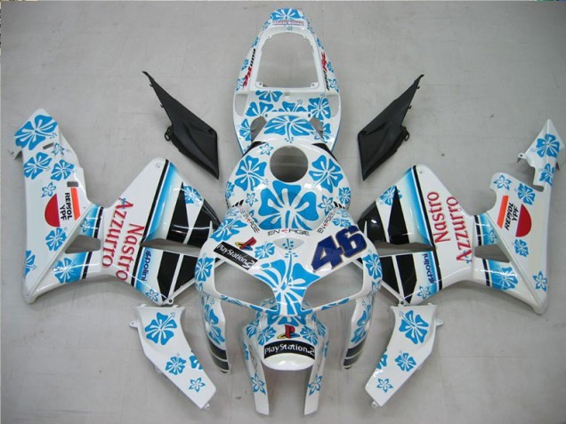2005-2006 White Blue Nastro Azzurro 46 Honda CBR600RR Motorcycle Fairing Kit for Sale 2005-2006 White Blue Nastro Azzurro 46 Honda CBR600RR Motorcycle Fairing Kit for Sale