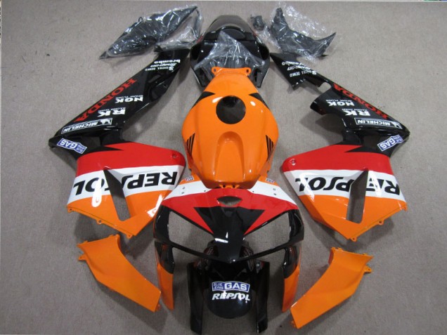 2005-2006 Orange Red Black Repsol Honda CBR600RR Motorbike Fairing Kits for Sale