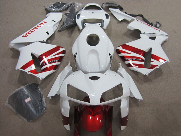 2005-2006 White Red Honda CBR600RR Motorcycle Fairing Kit for Sale