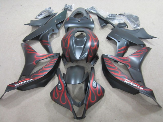 2007-2008 Black with Red Flame Honda CBR600RR Motorcylce Fairings for Sale