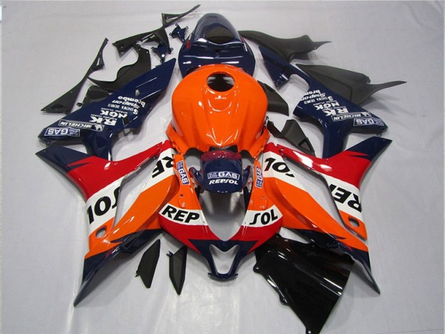2007-2008 Orange Blue Black Repsol Honda CBR600RR Motorcycle Fairings for Sale 2007-2008 Orange Blue Black Repsol Honda CBR600RR Motorcycle Fairings for Sale