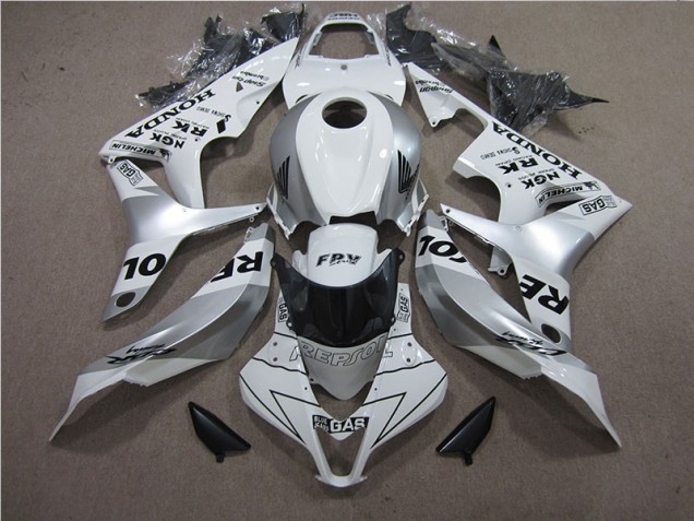 2007-2008 Silver Repsol Honda CBR600RR Bike Fairings for Sale 2007-2008 Silver Repsol Honda CBR600RR Bike Fairings for Sale