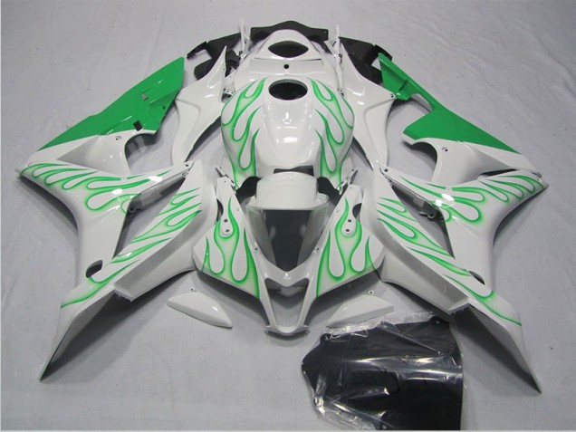 2007-2008 White Green Flame Honda CBR600RR Motorcycle Fairings Kits for Sale 2007-2008 White Green Flame Honda CBR600RR Motorcycle Fairings Kits for Sale