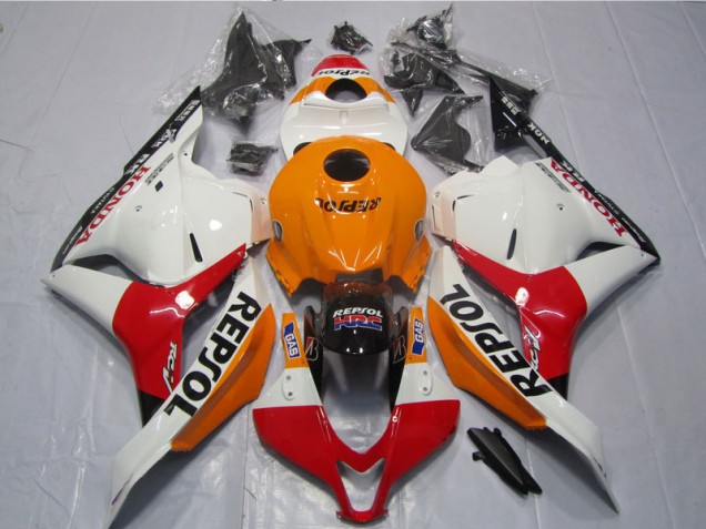 2009-2012 White Orange Black Repsol Honda CBR600RR Motorcycle Fairing Kit for Sale