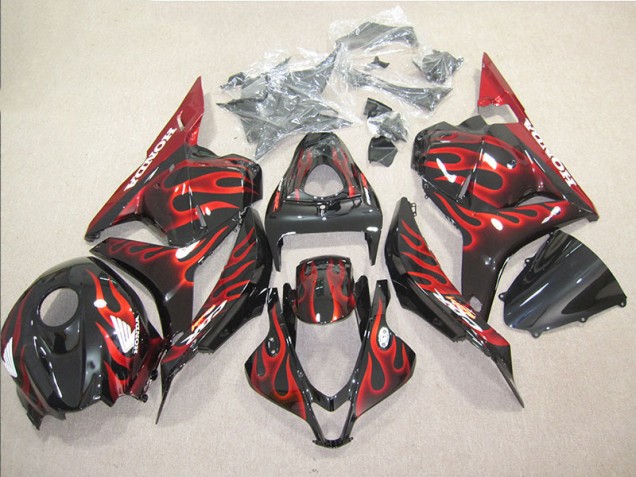 2009-2012 Black Red Flame Honda CBR600RR Bike Fairings for Sale