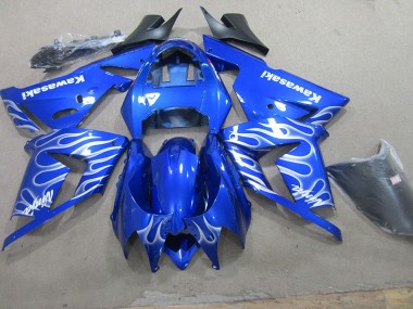 2003-2005 Blue White Flame Kawasaki ZX10R Bike Fairings for Sale