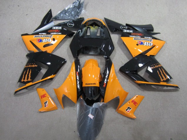 2003-2005 Black Orange 3M Monster Kawasaki ZX10R Bike Fairings for Sale