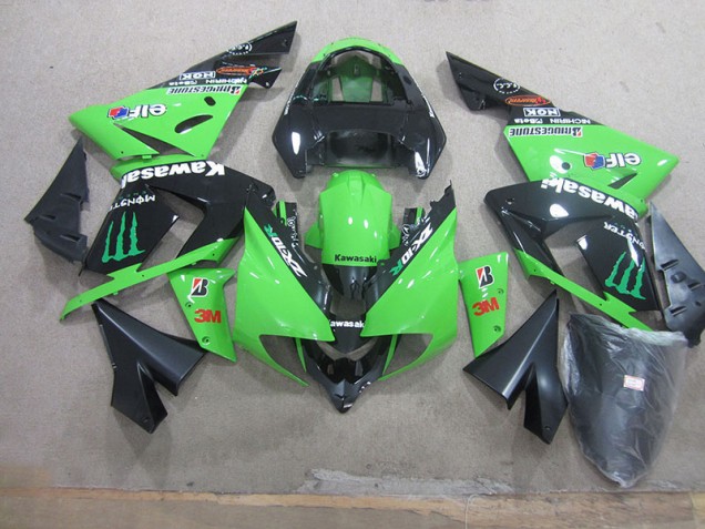2003-2005 Black Green 3M Monster Kawasaki ZX10R Replacement Motorcycle Fairings for Sale 2003-2005 Black Green 3M Monster Kawasaki ZX10R Replacement Motorcycle Fairings for Sale