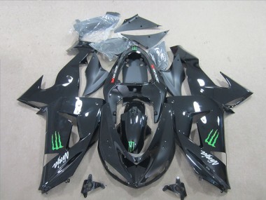 2006-2007 Black Green Monster Ninja Kawasaki ZX10R Motorcycle Fairings Kit for Sale