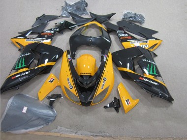 2006-2007 Black Yellow Touch4 Monster Kawasaki ZX10R Motorcycle Fairing for Sale