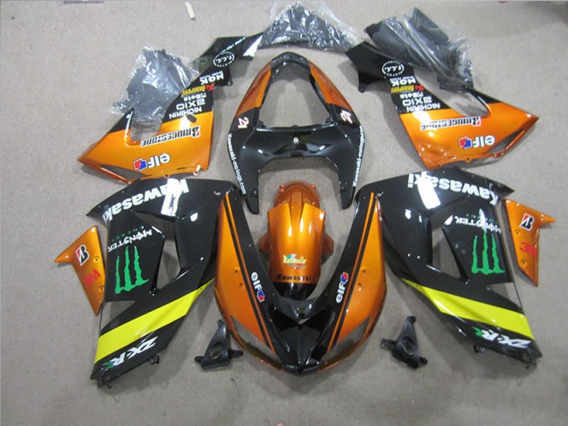 2006-2007 Black Orange Monster Kawasaki ZX10R Motorcycle Fairing Kits for Sale