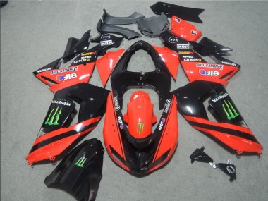 2006-2007 Black Red Touch4 Monster Kawasaki ZX10R Motorbike Fairing for Sale