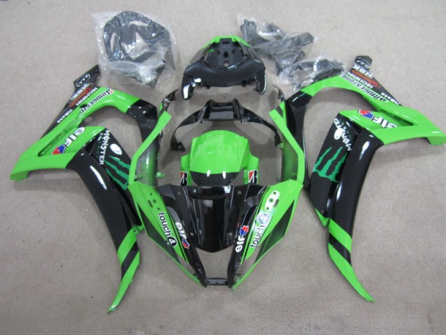 2011-2015 Black Green Touch4 Monster Kawasaki ZX10R Motorbike Fairing Kits for Sale