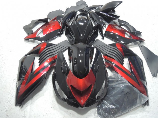 2006-2011 Black Red Kawasaki ZX14R ZZR1400 Motorcycle Fairings Kit for Sale 2006-2011 Black Red Kawasaki ZX14R ZZR1400 Motorcycle Fairings Kit for Sale