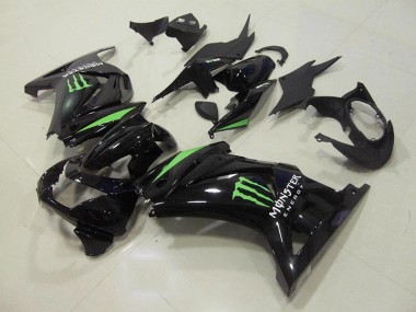 2008-2012 Black Green Monster Energy Kawasaki ZX250R Motorcycle Fairings Kit for Sale