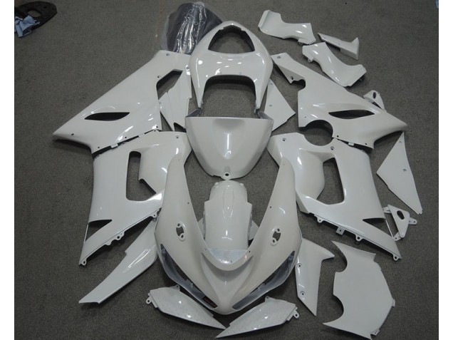 2005-2006 White Kawasaki ZX6R Motorcycle Fairings Kit for Sale