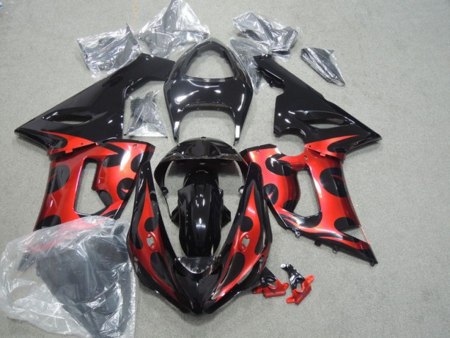 2005-2006 Black Red Kawasaki ZX6R Motorcycle Fairings for Sale 2005-2006 Black Red Kawasaki ZX6R Motorcycle Fairings for Sale